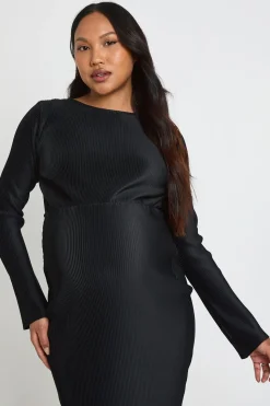 Robe Mi-longue Plissée De Maternité À Manches Chauve-souris