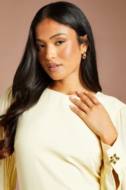 Robe Mi-longue Plissée En Crêpe À Manches Longues Petite