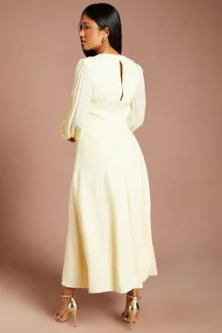 Robe Mi-longue Plissée En Crêpe À Manches Longues Petite