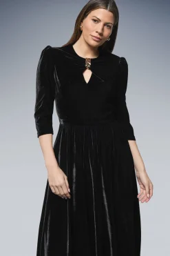Wallis Robe Mi-Longue Plissée en Velours avec Ornements<Femme Robes De Soirée|Toutes Les Robes