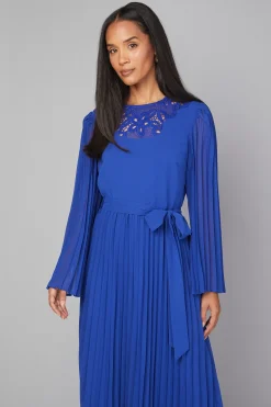 Wallis Robe Mi-Longue Plissée à Garniture Florale<Femme Toutes Les Robes|Robes À Manches Longues
