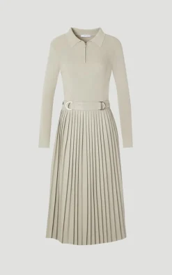 KarenMillen Robe Mi-Longue Plissée Maille et synthétique Col Zippé<Femme Toutes Les Robes|Robes Mi-Longues