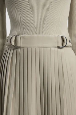 KarenMillen Robe Mi-Longue Plissée Maille et synthétique Col Zippé<Femme Toutes Les Robes|Robes Mi-Longues