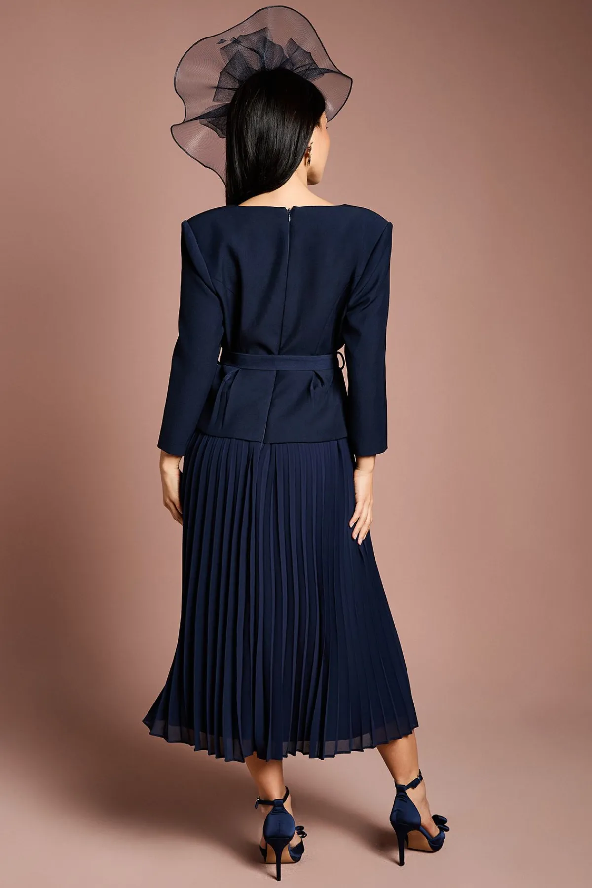 Coast Robe Mi-Longue Plissée à Manches Longues et Corsage en Crêpe Petite Taille<Femme Robes|Robes Mi-Longues