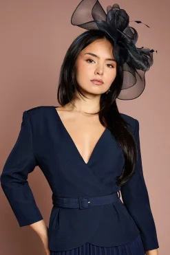 Coast Robe Mi-Longue Plissée à Manches Longues et Corsage en Crêpe Petite Taille<Femme Robes|Robes Mi-Longues