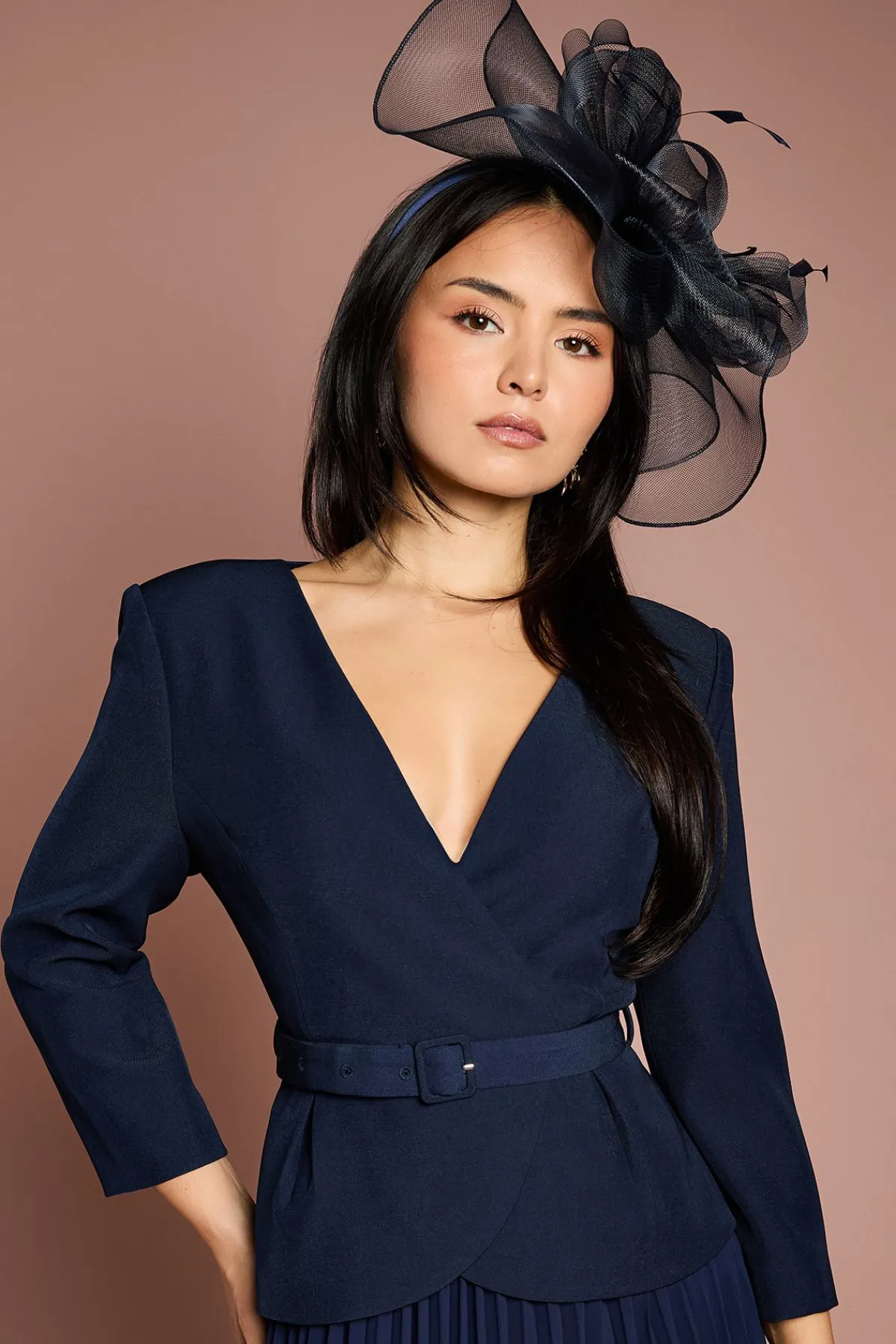 Coast Robe Mi-Longue Plissée à Manches Longues et Corsage en Crêpe Petite Taille<Femme Robes|Robes Mi-Longues