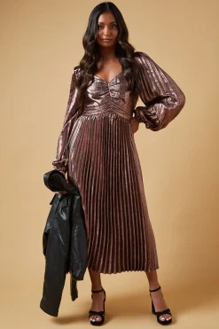 Robe Mi-Longue Plissée Métallisée d'Occasion