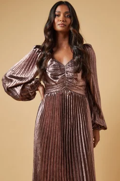 Robe Mi-Longue Plissée Métallisée d'Occasion