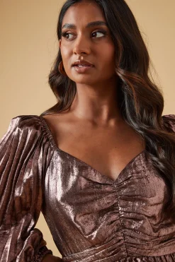 Robe Mi-Longue Plissée Métallisée d'Occasion