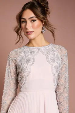 Robe Mi-Longue Plissée Ornée de Festons