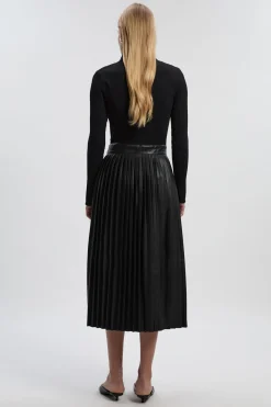 Robe Mi-longue Plissée Petite Maille Col Zippé Mix synthétique