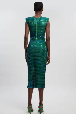 KarenMillen Robe Mi-longue Premium En Jersey Sans Manches À Décolleté Plongeant Ornée De Cristaux<Femme Toutes Les Robes|Robes Mi-Longues