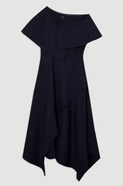 KarenMillen Robe Mi-Longue Premium en Lin Taillée à Épaule Asymétrique<Femme Tailleurs|Toutes Les Robes