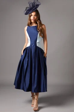 Coast Robe Mi-Longue Sans Manches en Satin avec Détail Contrastant<Femme Robes Mi-Longues|Satin Et Dentelle