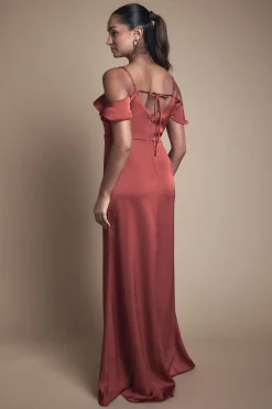 Oasis Robe Mi-Longue Satinée Demoiselle d'Honneur Épaules Dénudées<Femme Robes Demoiselles D'Honneur|Satin Et Dentelle