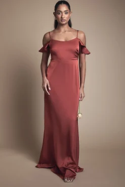 Oasis Robe Mi-Longue Satinée Demoiselle d'Honneur Épaules Dénudées<Femme Robes Demoiselles D'Honneur|Satin Et Dentelle