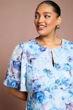 Robe Mi-Longue Étagée à Imprimé Floral Grande Taille