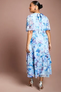 Robe Mi-Longue Étagée à Imprimé Floral Grande Taille