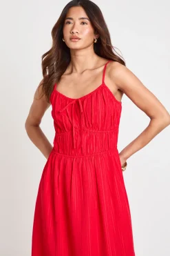 Robe Mi-longue Texturée À Buste Froncé