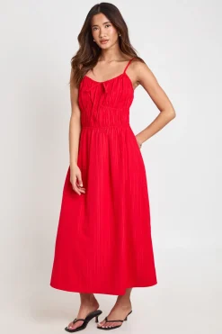 Robe Mi-longue Texturée À Buste Froncé