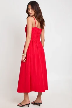 Robe Mi-longue Texturée À Buste Froncé
