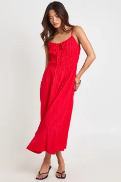 Robe Mi-longue Texturée À Buste Froncé