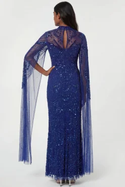 KarenMillen Robe Mi-longue Tissée À Cape Ornée De Perles Petite Premium<Femme Robes Bal De Promo|Robes
