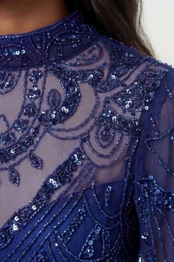 KarenMillen Robe Mi-longue Tissée À Cape Ornée De Perles Petite Premium<Femme Robes Bal De Promo|Robes