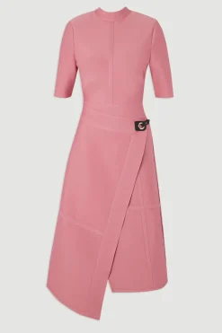 KarenMillen Robe Mi-Longue Tricot Asymétrique Bandage Silhouette Petite<Femme Pulls Et Gilets|Toutes Les Mailles