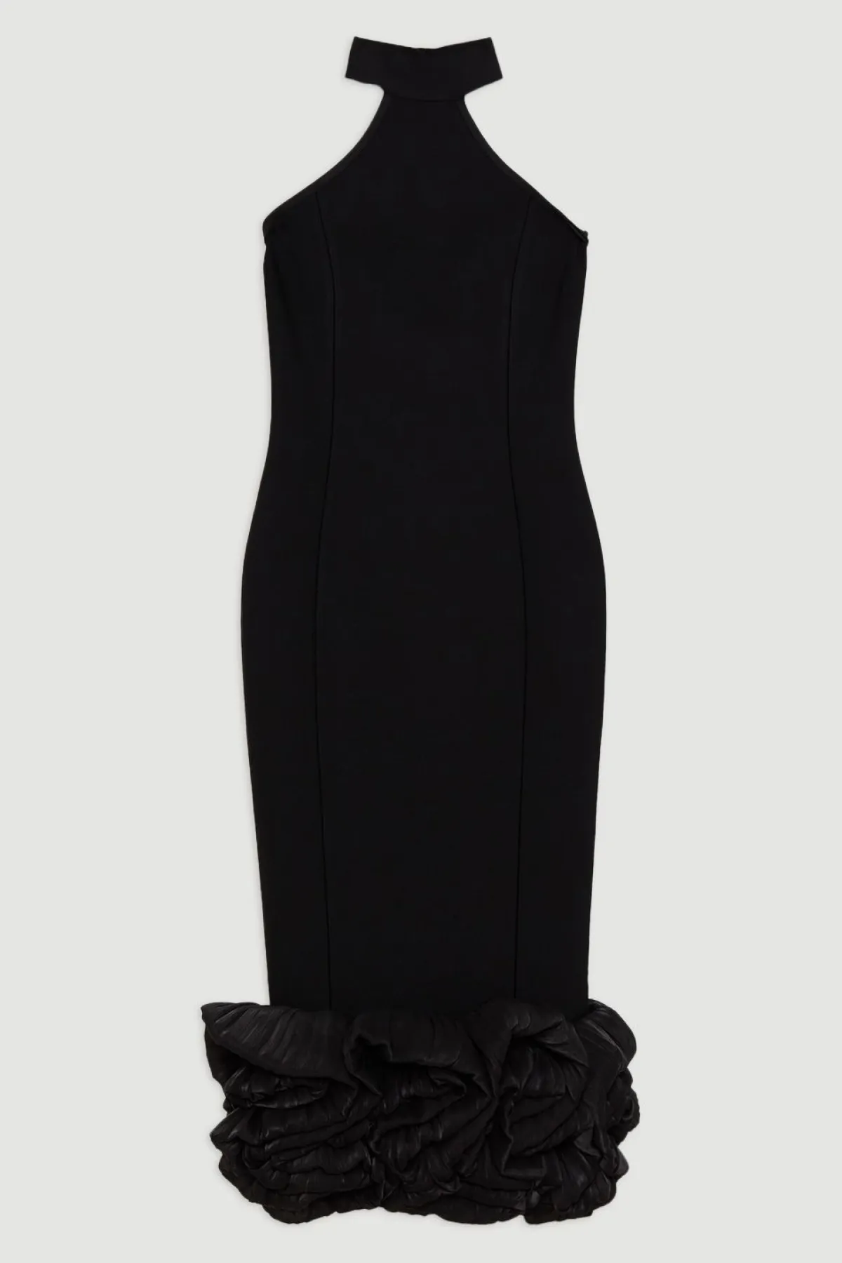 KarenMillen Robe Mi-Longue Tricot Bandage Col Halter Ourlet à Volants Moulante<Femme Robes Mi-Longues|Robes Bal De Promo