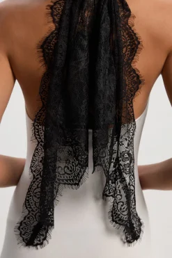 Robe Mi-Longue Tricotée à Détail Dos en Dentelle Transparente, Mélange Viscose Slinky