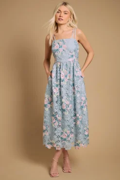 Oasis Robe Mi-longue Évasée En Dentelle Ajustée<Femme Robes|Satin Et Dentelle