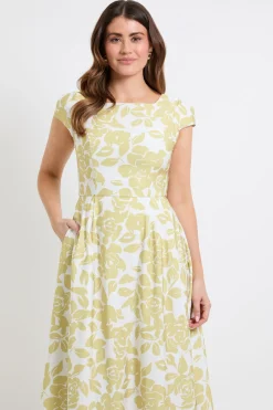 Robe Mi-longue Évasée En Ottoman À Motif Floral