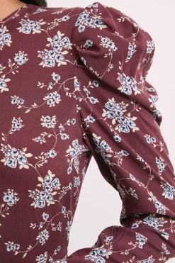 Dorothy Perkins Robe Mi-longue Évasée à Taille Basse Motif Floral<Femme Looks Chocolat|Robes Mi-Longues