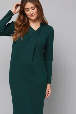 Robe Mi-Longue Verte à Col Croisé