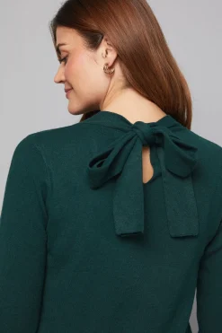 Robe Mi-Longue Verte à Col Croisé