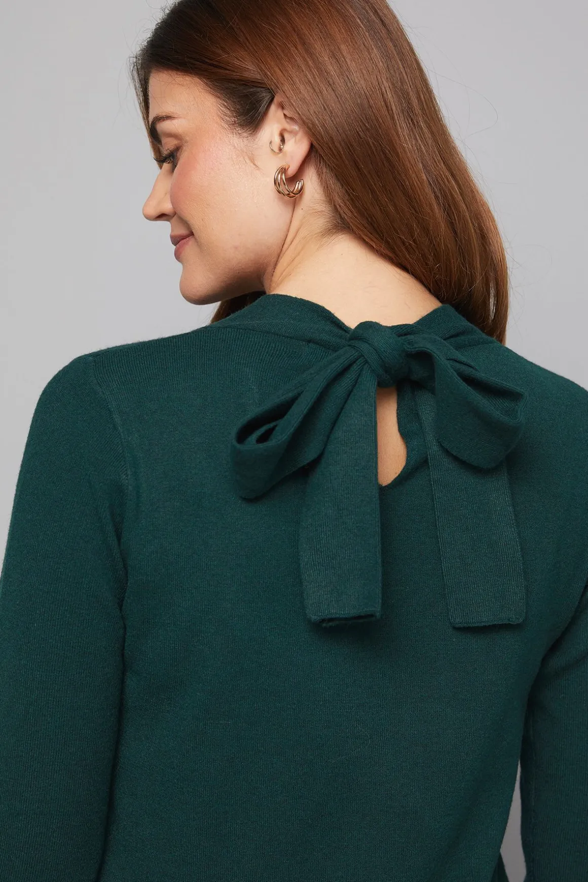 Robe Mi-Longue Verte à Col Croisé