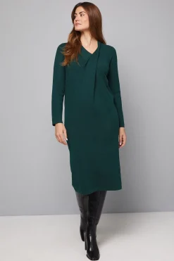 Robe Mi-Longue Verte à Col Croisé