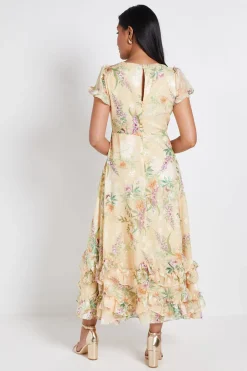 Robe Mi-longue À Volants En Satin Fleuri Petite