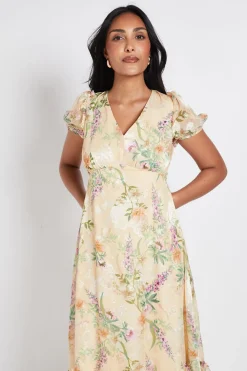 Robe Mi-longue À Volants En Satin Fleuri Petite