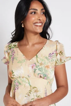 Robe Mi-longue À Volants En Satin Fleuri Petite