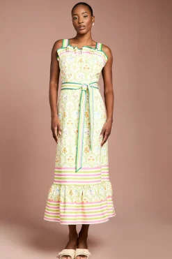 Coast Robe Mi-Longue à Volants en Sergé Imprimé<Femme Toutes Les Robes|Robes Mi-Longues