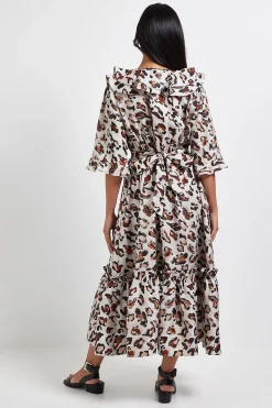 Robe Mi-Longue à Volants Imprimé Léopard Petite Taille