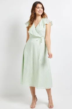 Robe Mi-Longue à Volants Motif Floral Dévoré