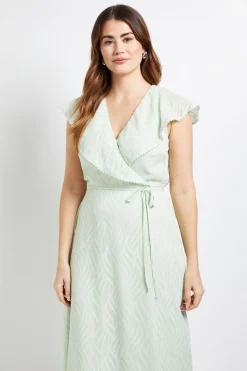 Robe Mi-Longue à Volants Motif Floral Dévoré