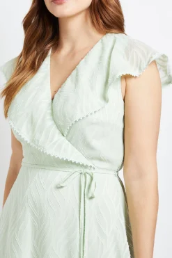 Robe Mi-Longue à Volants Motif Floral Dévoré