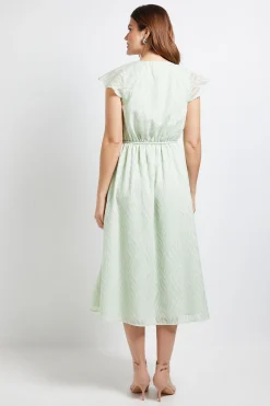 Robe Mi-Longue à Volants Motif Floral Dévoré