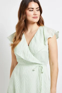 Robe Mi-Longue à Volants Motif Floral Dévoré