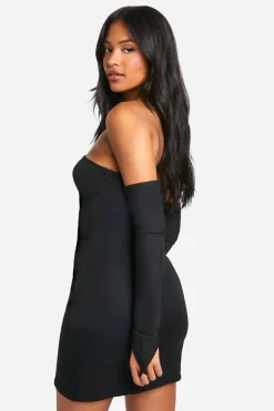 Robe Mini Ajustée avec Détail de Ceinture Haute