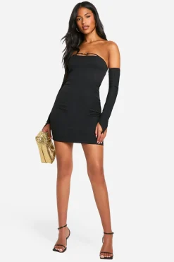 Robe Mini Ajustée avec Détail de Ceinture Haute